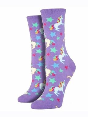 Socksmith Unicorns & Stars Purple Women's Crew Socks